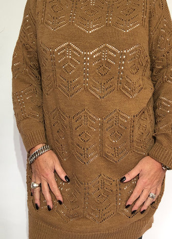 Trui / Jurk Ajour (camel)