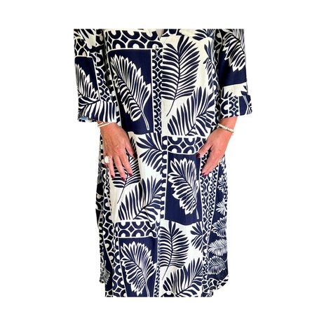 Jurk Kos (Donkerblauw/room)